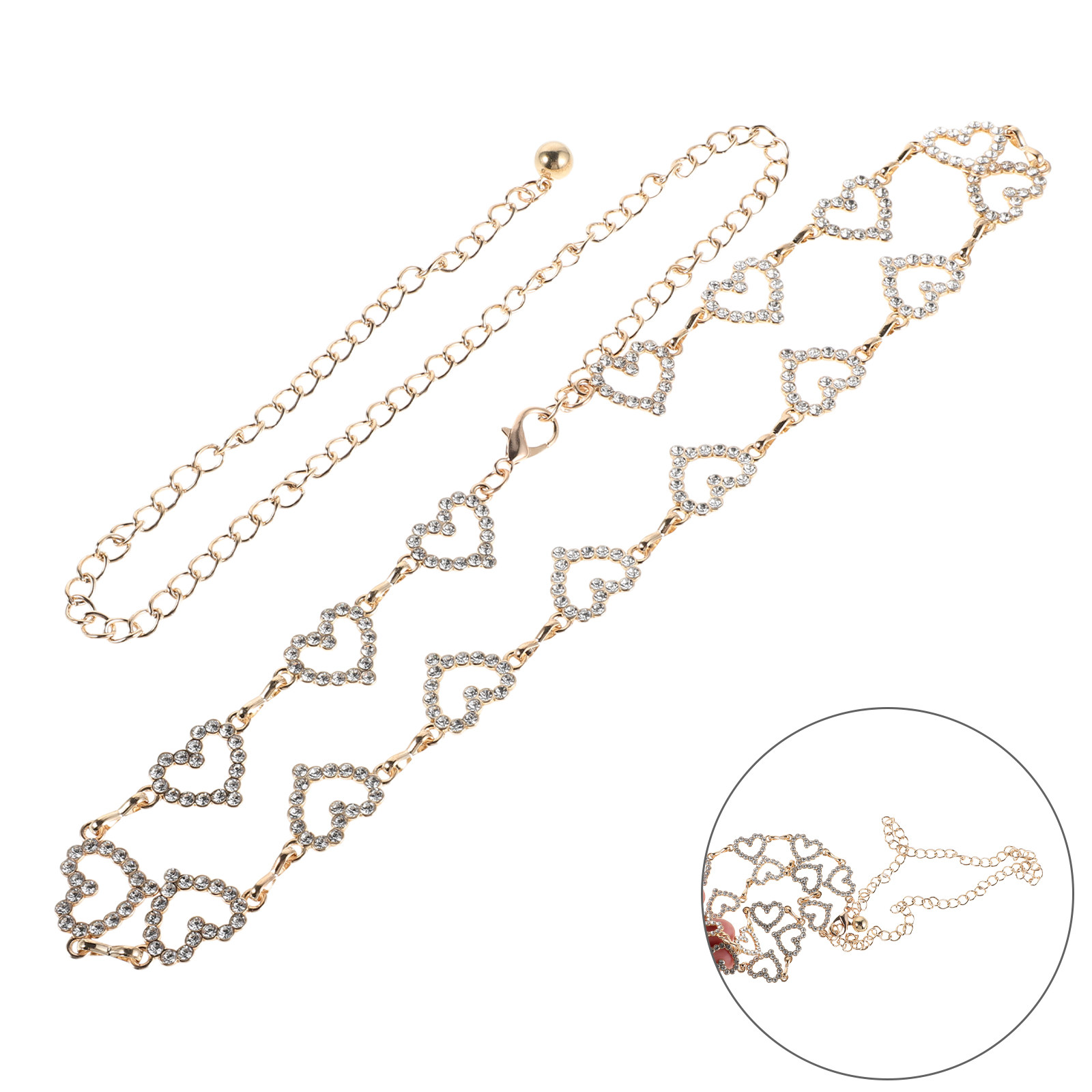Body Chain Jewelry - Women Heart Rhinestone Waist Chain Adjustable