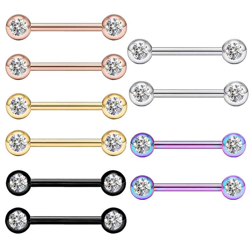 Tongue Barbell Straight - wholesales straight barbell crystal tongue rings