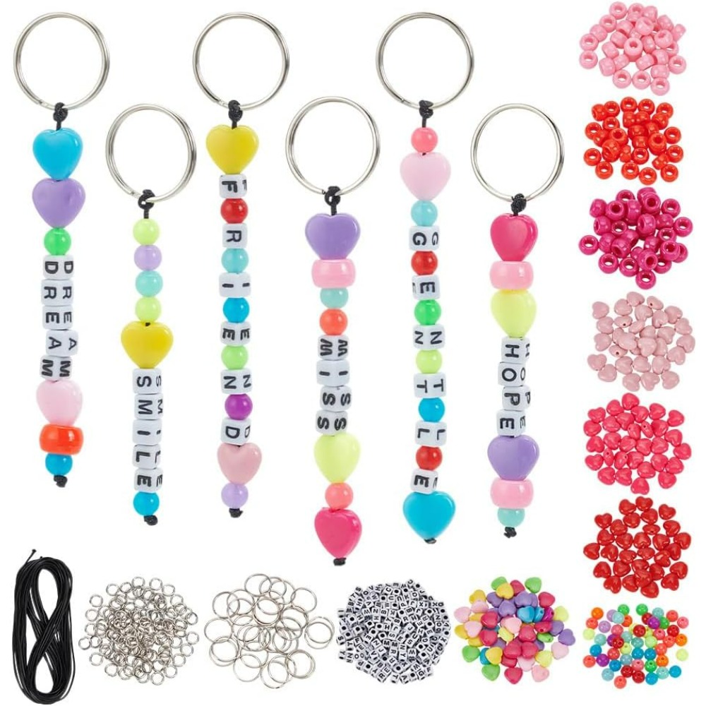 Daith Heart Ring - 610 Pcs Beaded Keychain Making Kit