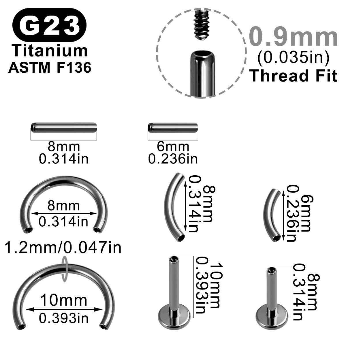 8pcs/Lot ASTM F136 Implantable - مراجعة Body Jewelry Implant Grade وسعره