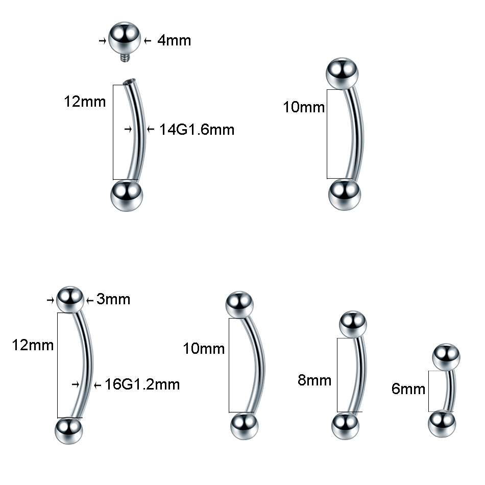 1PC 100% Titanium Eyebrow Pier - مراجعة Eyebrow Curved Barbell وسعره
