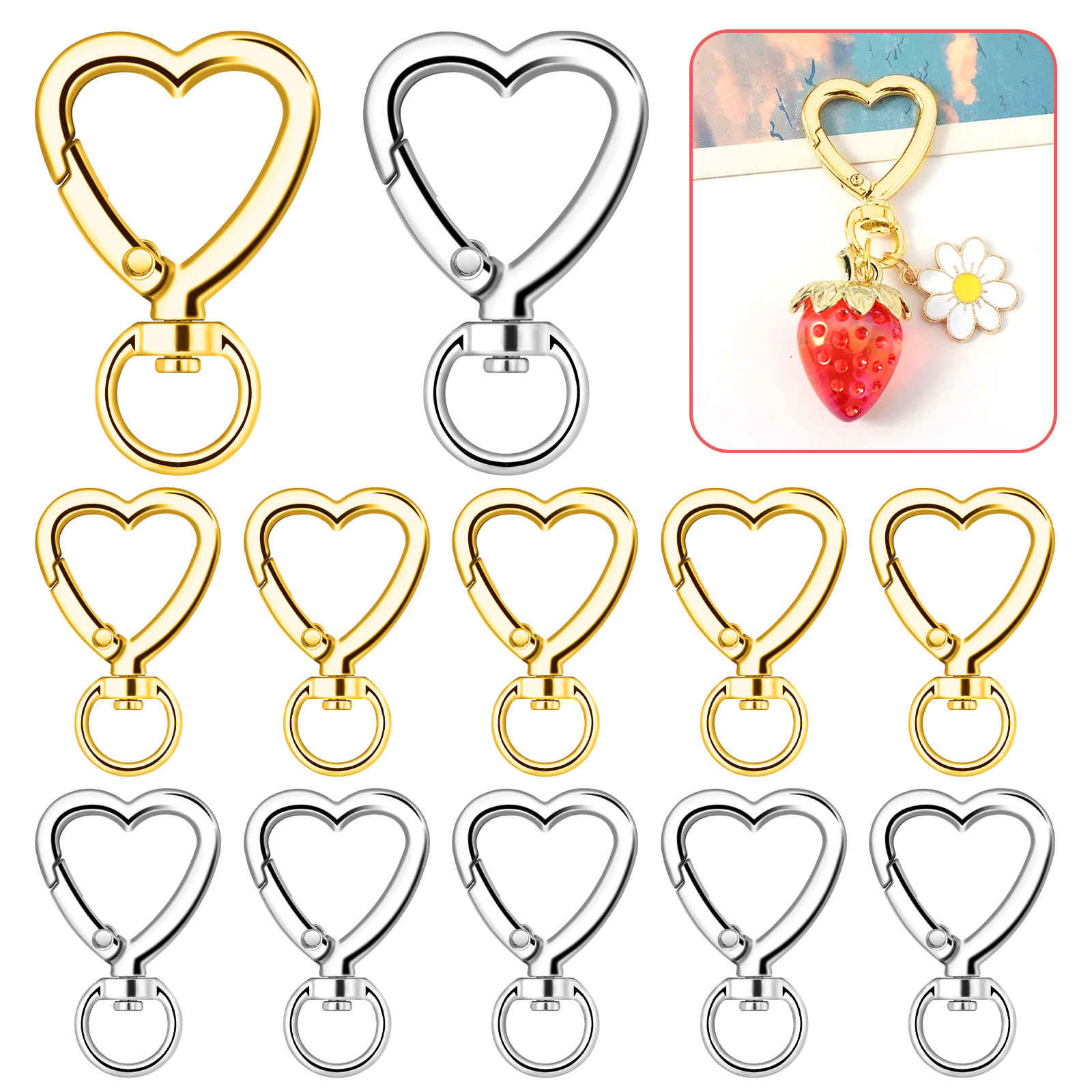 10pcs Metal Heart Lobster Claw - مراجعة Daith Heart Ring وسعره