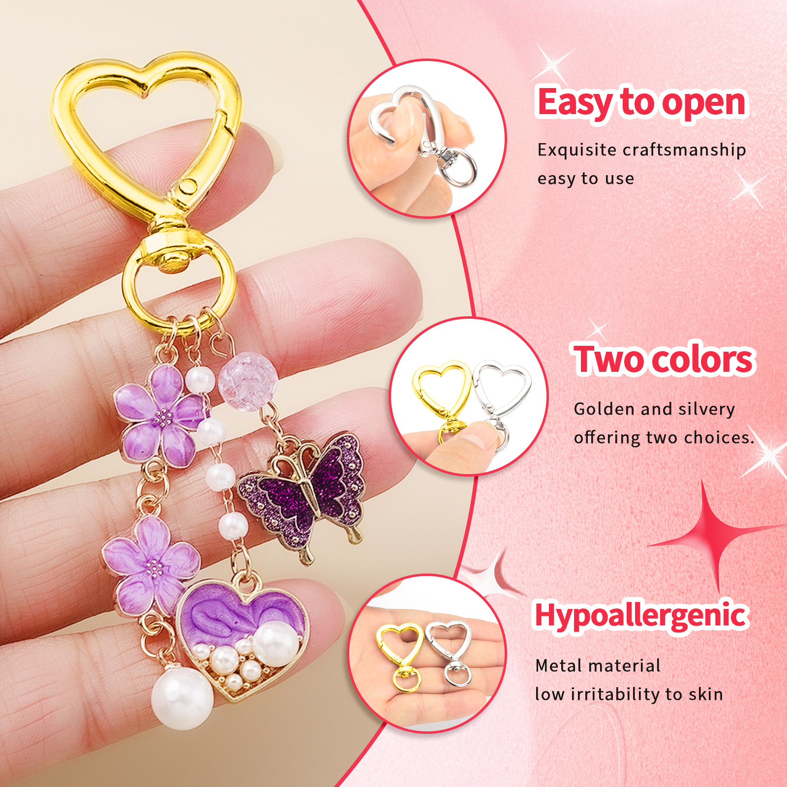 10pcs Metal Heart Lobster Claw - مراجعة Daith Heart Ring وسعره