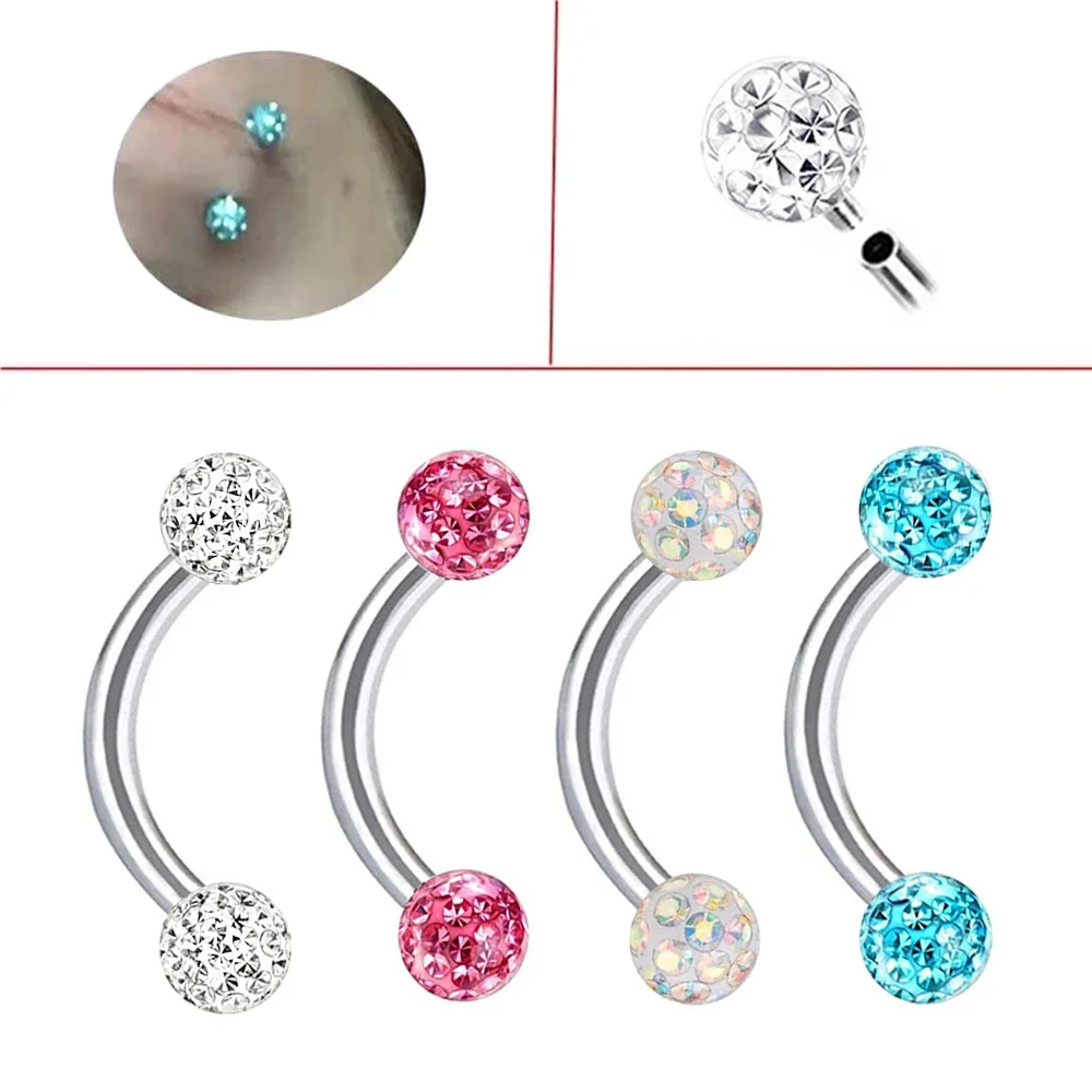 Multi Color Epoxy Crystal 6-10 - مراجعة Eyebrow Curved Barbell وسعره