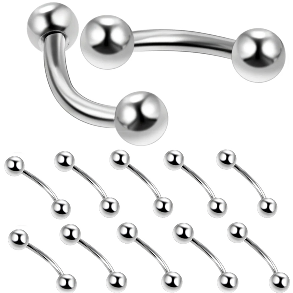 10Pcs/lot Steel Eyebrow Banana - مراجعة Eyebrow Curved Barbell وسعره