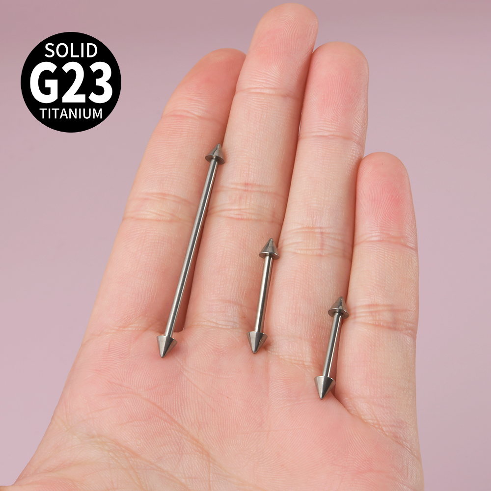 1Pc  G23 Titanium Cone Industr - مراجعة Tongue Barbell Straight وسعره