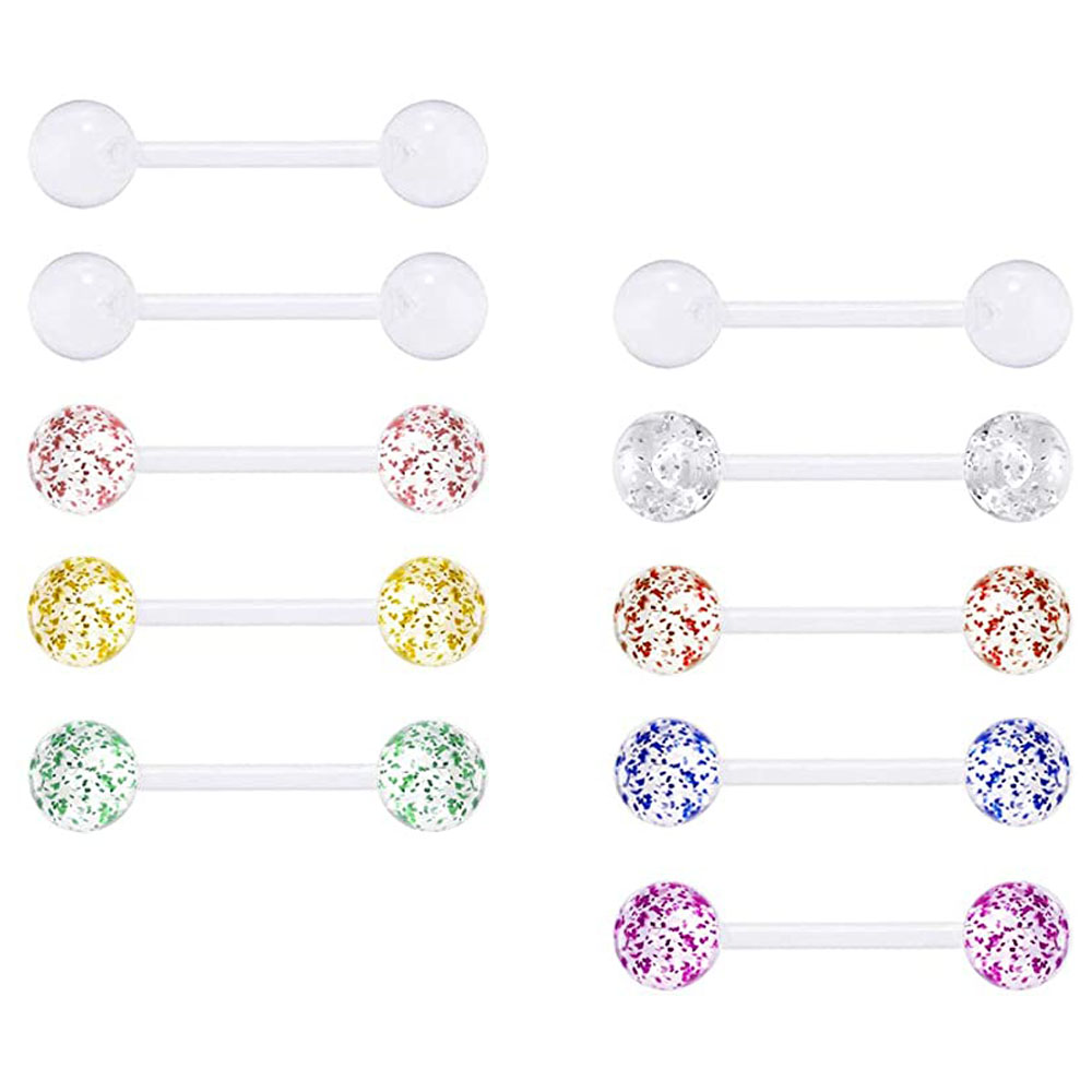 10pcs Clear Tongue Rings Plast - مراجعة Tongue Barbell Straight وسعره