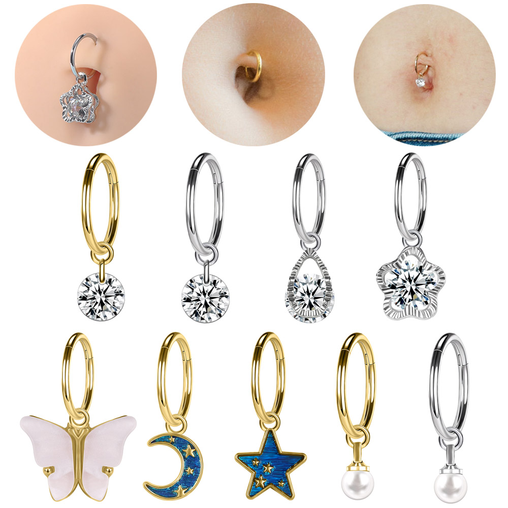 ZS 16G Gold Color Hoop Belly R - مراجعة Body Jewelry Real Gold وسعره