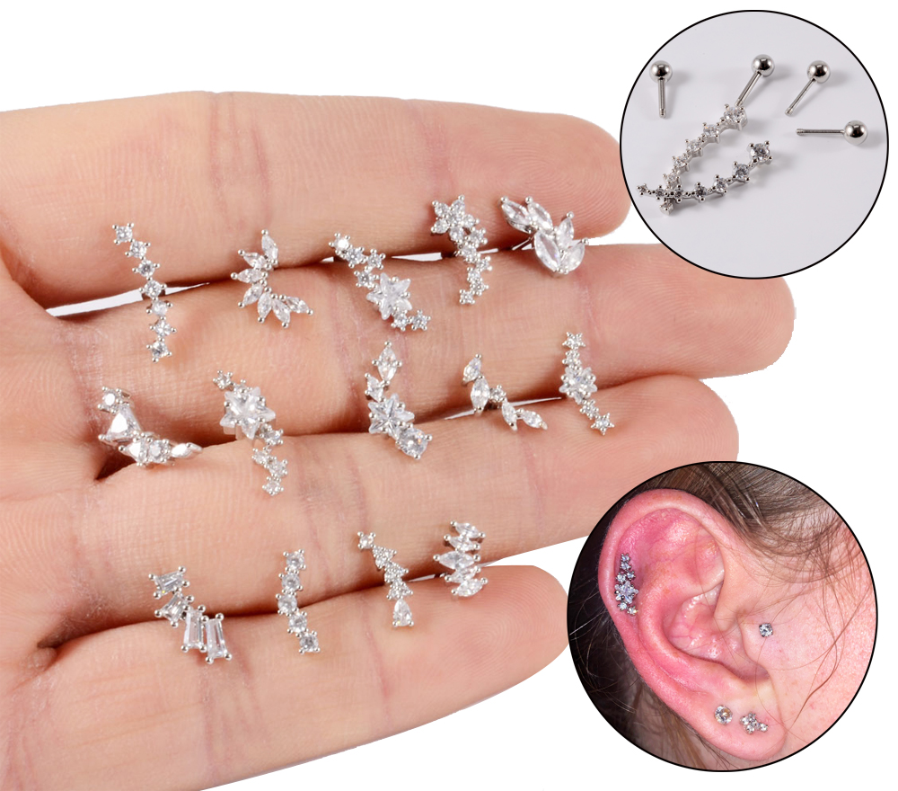 1PC Stainless Steel Cz Ear Tra - مراجعة Body Jewelry Barbell وسعره