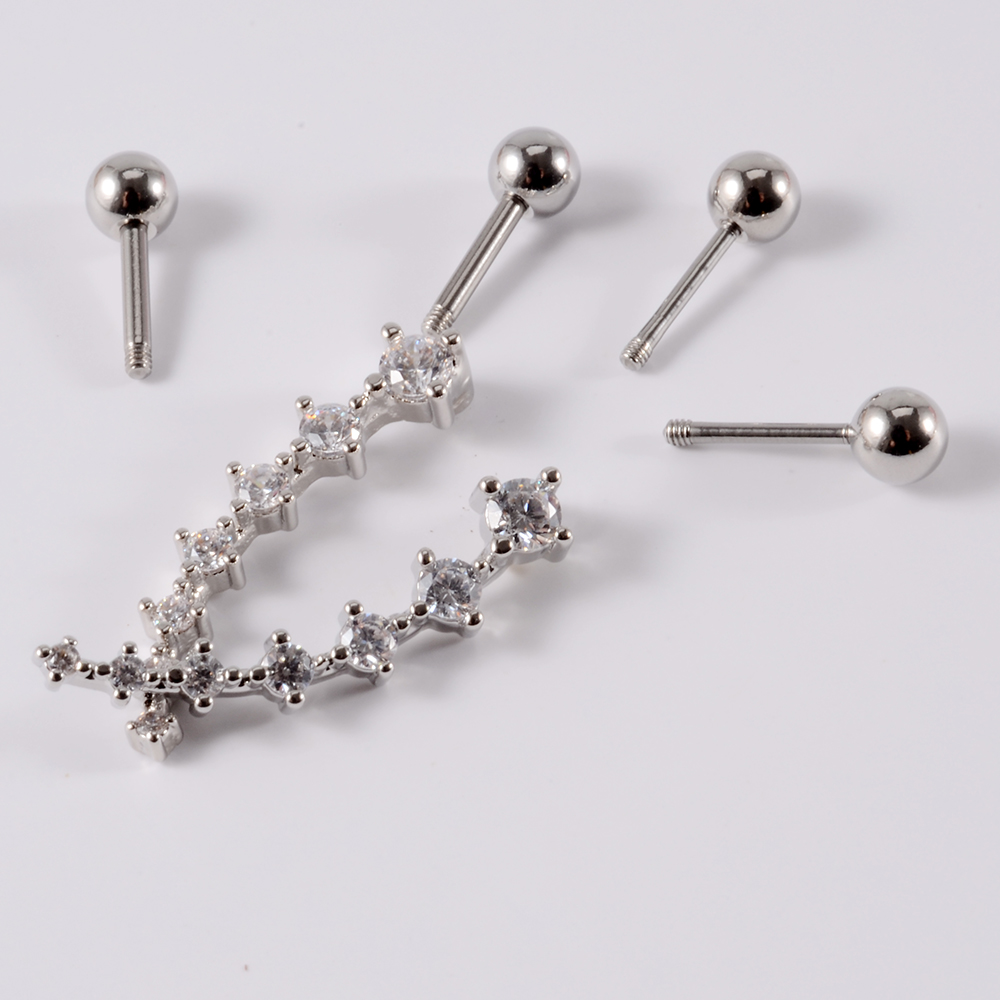 1PC Stainless Steel Cz Ear Tra - مراجعة Body Jewelry Barbell وسعره