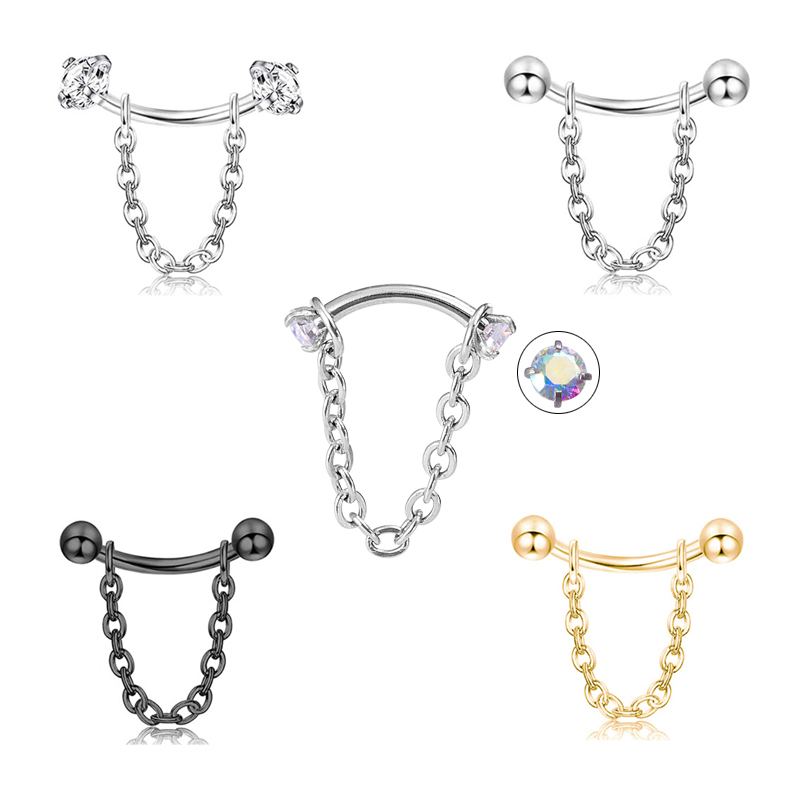 1pc Zircon Ball Cone Eyebrow P - مراجعة Eyebrow Curved Barbell وسعره