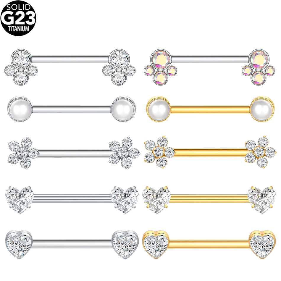 1/5Pcs Titanium Heart Nipple P - مراجعة Tongue Barbell Straight وسعره