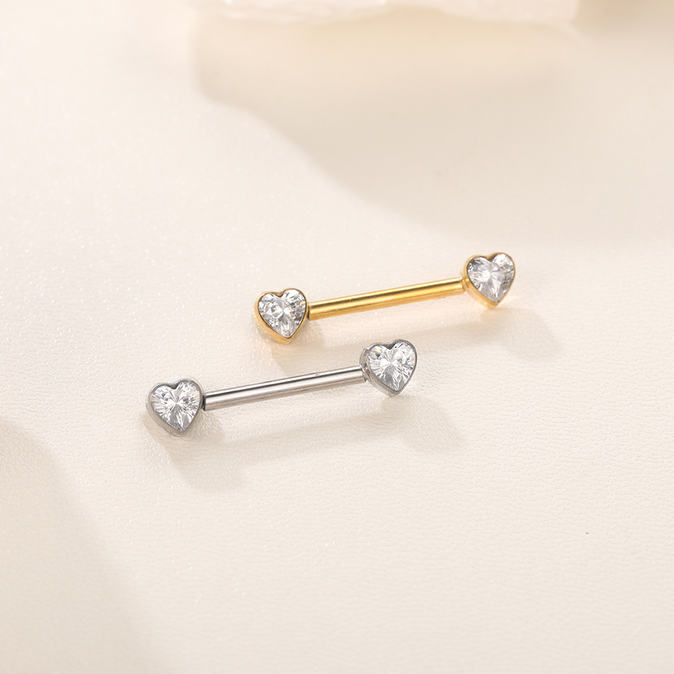 1/5Pcs Titanium Heart Nipple P - مراجعة Tongue Barbell Straight وسعره