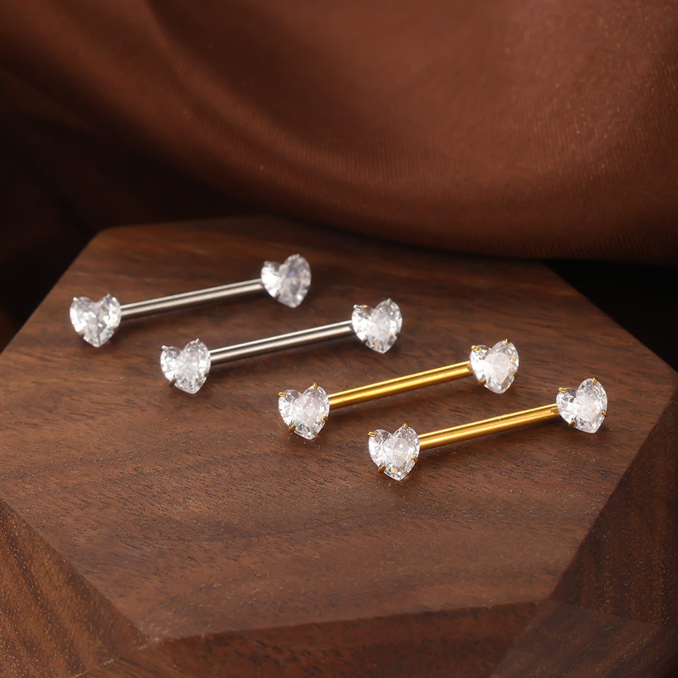 1/5Pcs Titanium Heart Nipple P - مراجعة Tongue Barbell Straight وسعره