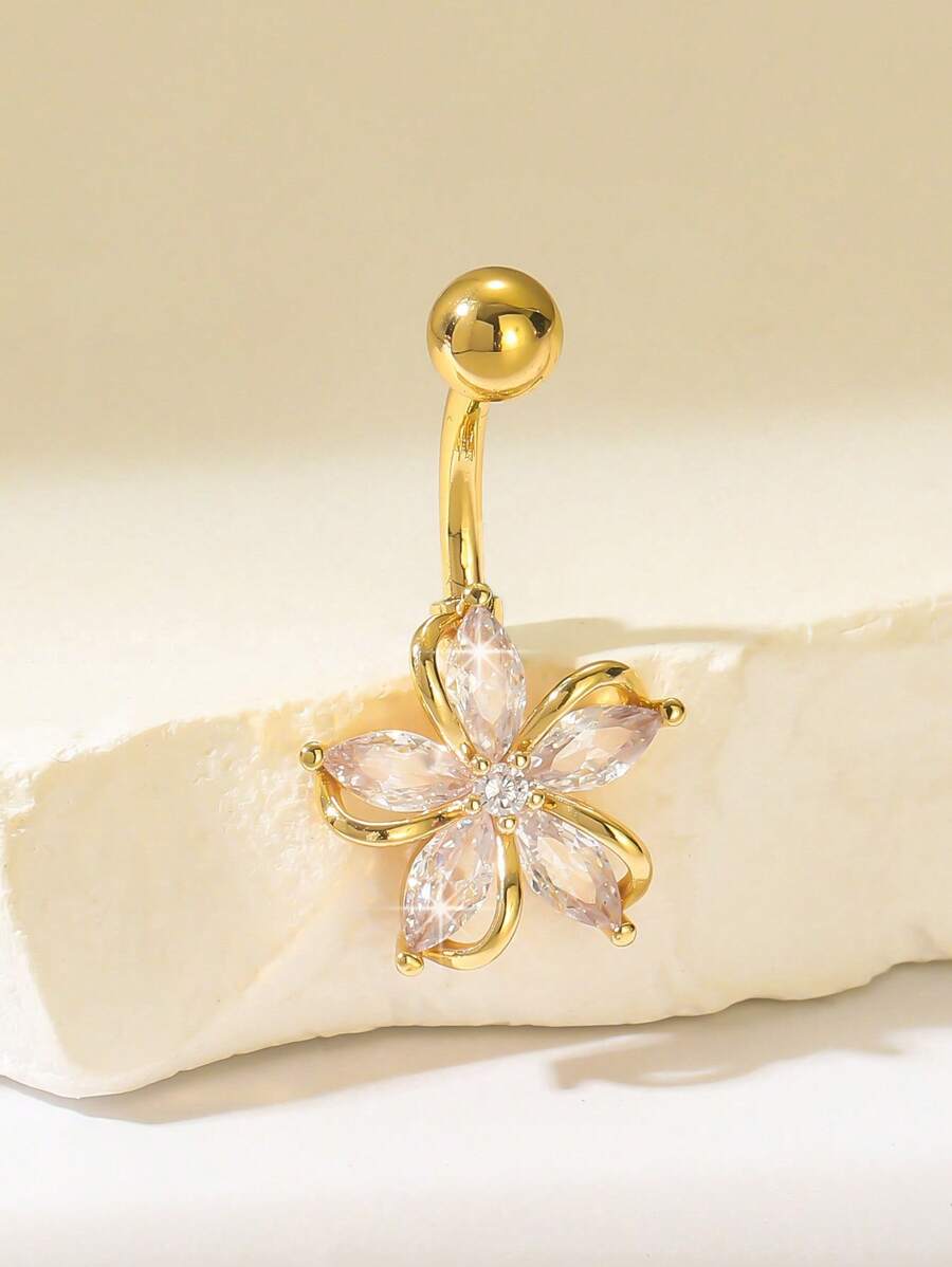 Pink Zirconia Cherry Blossom B - مراجعة Body Jewelry Belly Button Rings وسعره