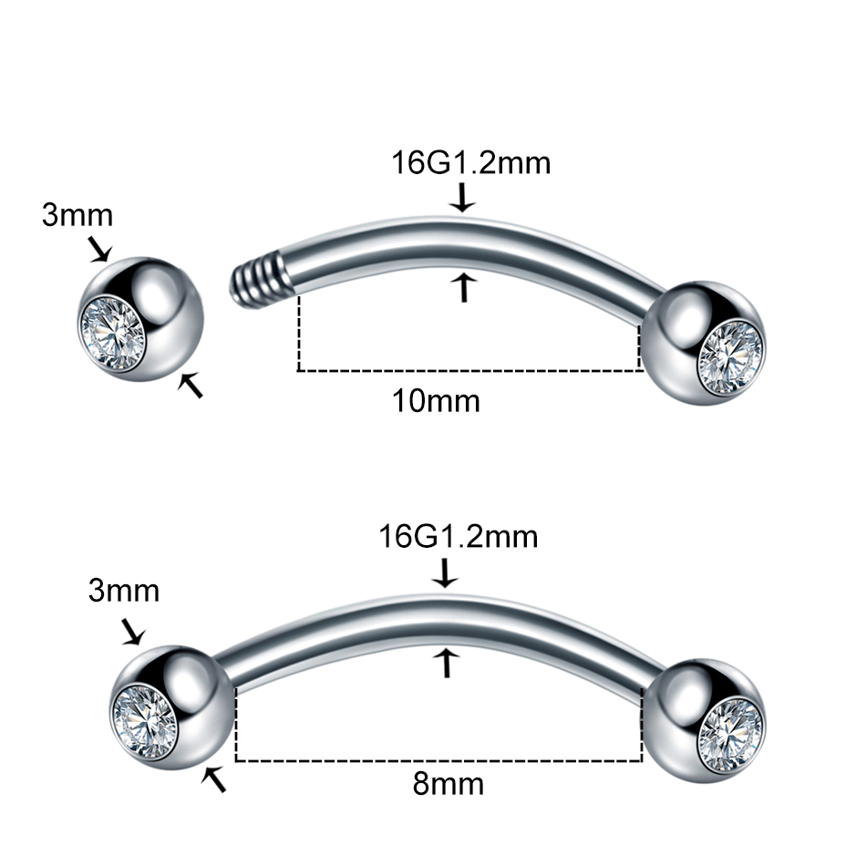 1PC Steel CZ Eyebrow Banana Pi - مراجعة Eyebrow Curved Barbell وسعره