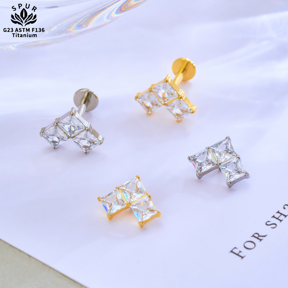 SPUR 16G ASTM F136 Titanium CZ - مراجعة Body Jewelry Co وسعره