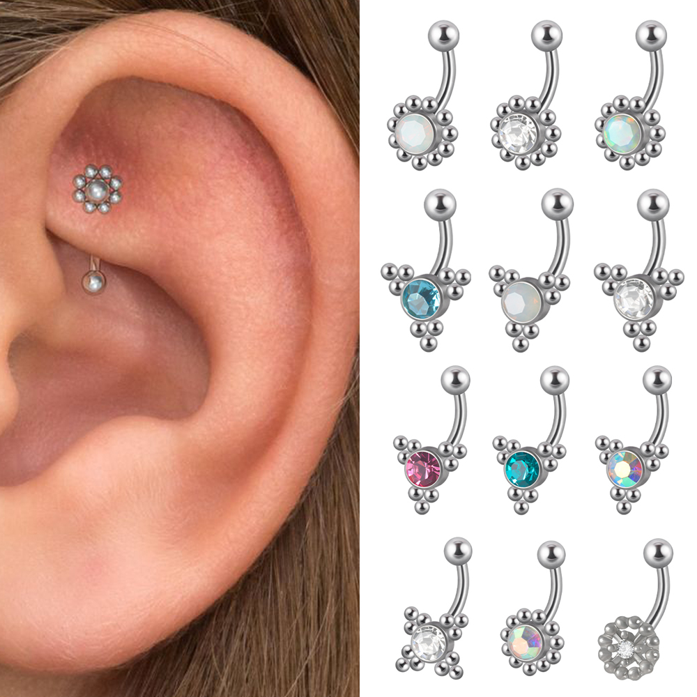 1PC G23 TItanium 16G Crystal R - مراجعة Eyebrow Curved Barbell وسعره