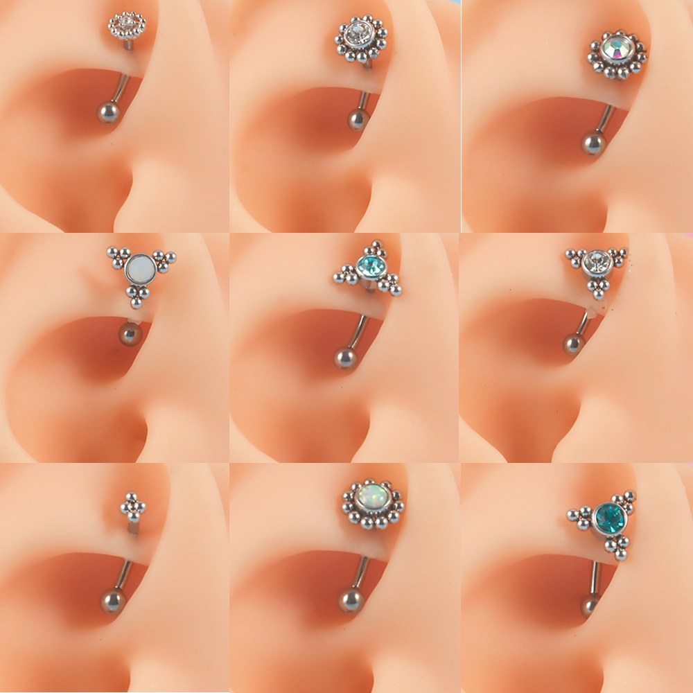1PC G23 TItanium 16G Crystal R - مراجعة Eyebrow Curved Barbell وسعره