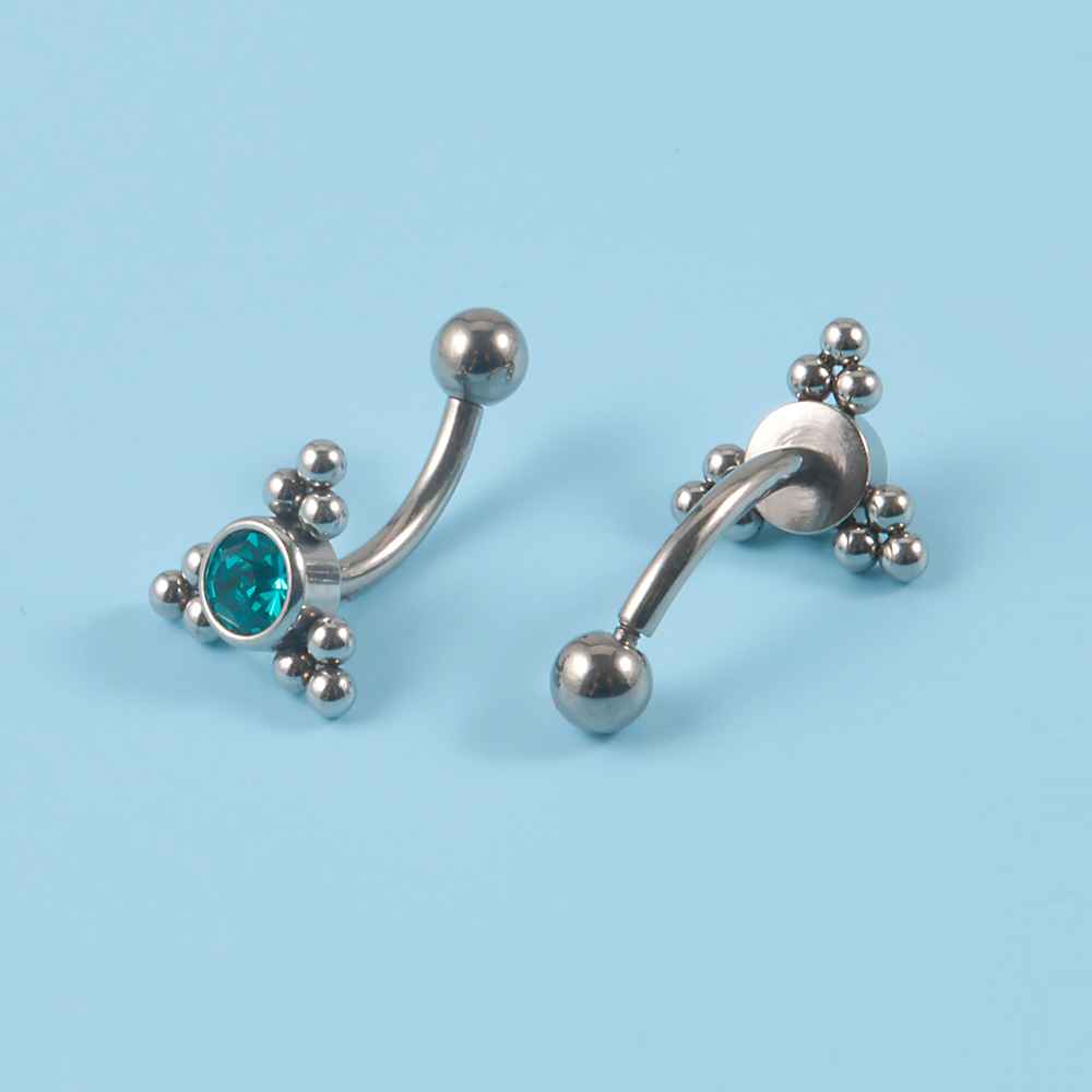 1PC G23 TItanium 16G Crystal R - مراجعة Eyebrow Curved Barbell وسعره