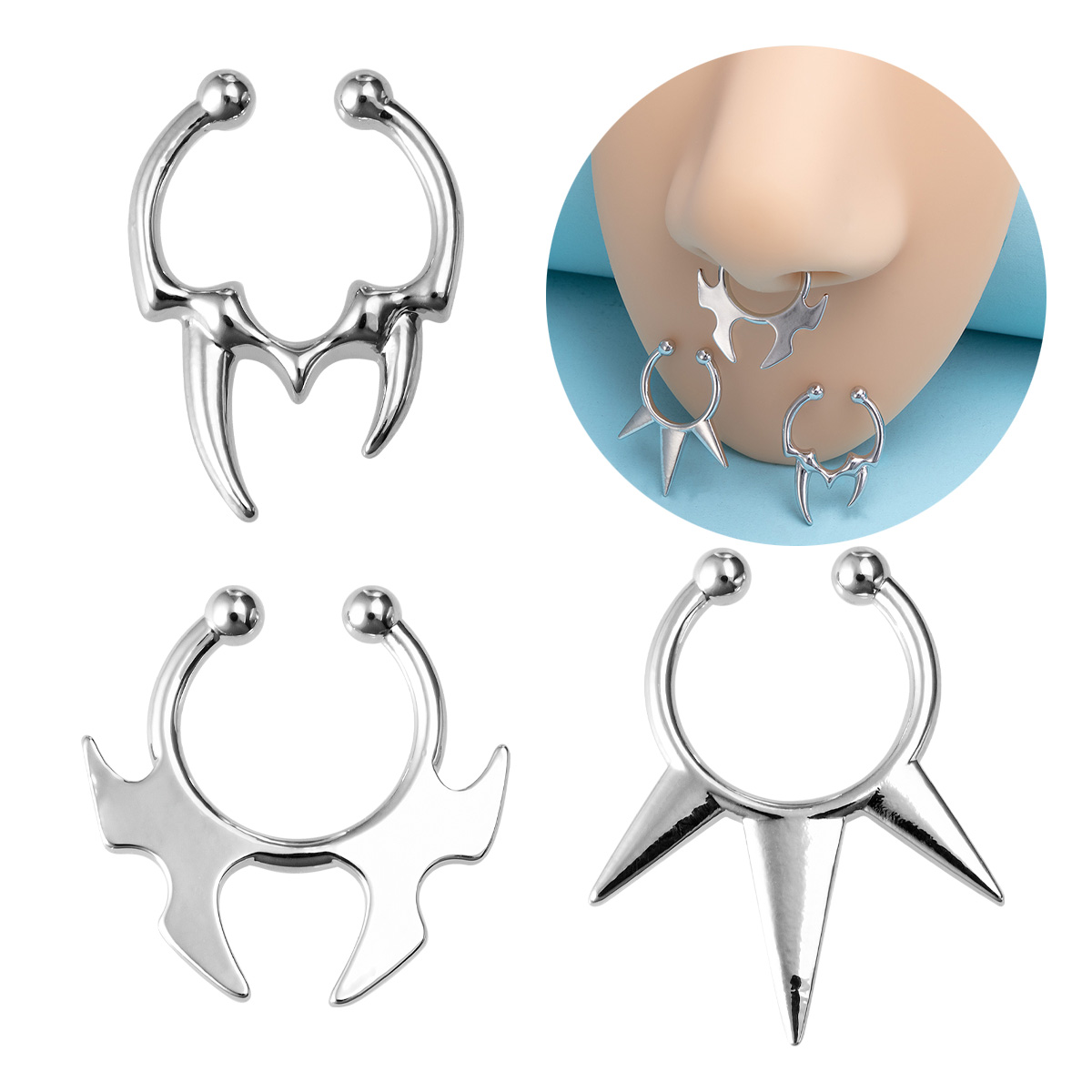 1-3pcs Fake Clip on Nose Rings - مراجعة Body Jewelry Implants وسعره