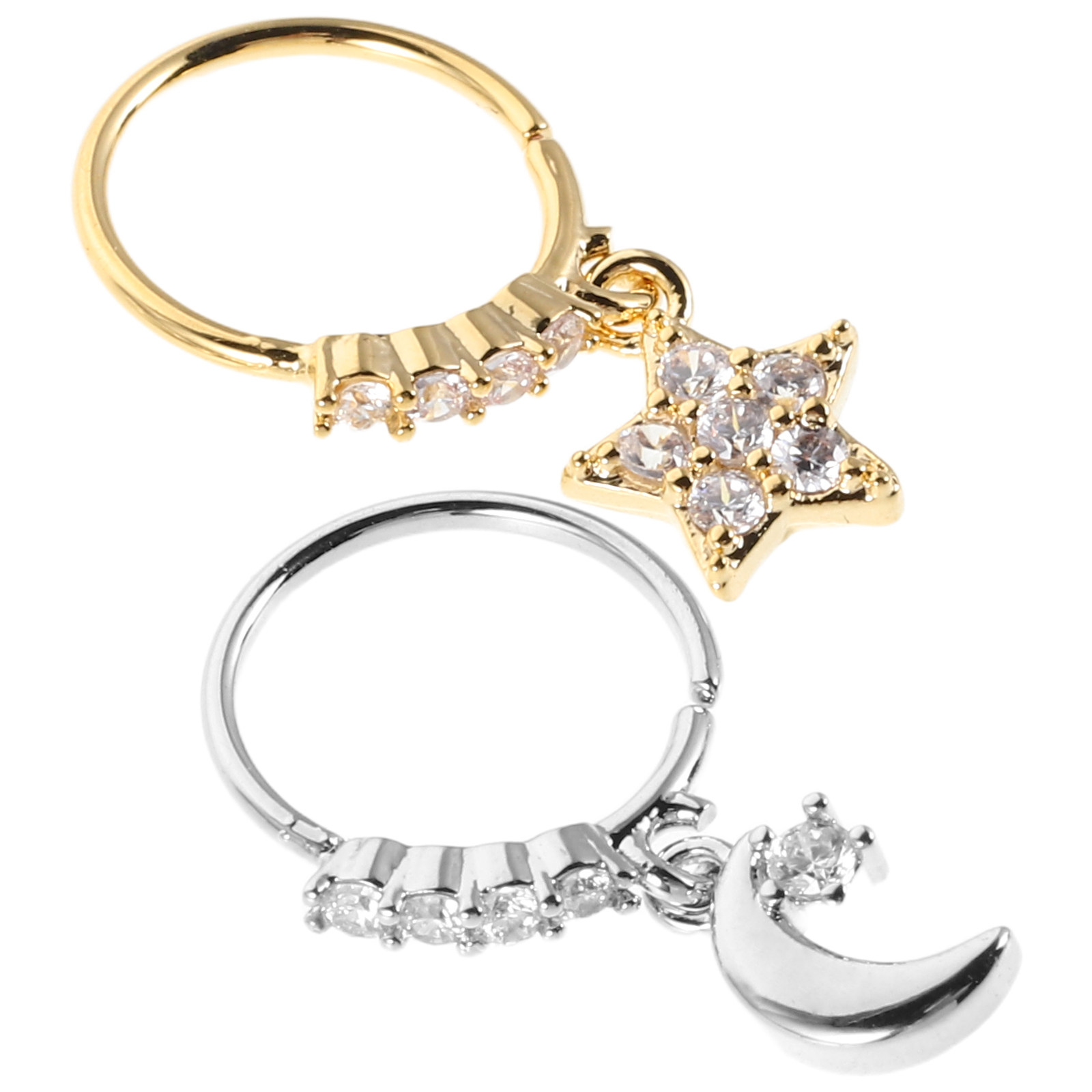 2Pcs Nose Rings Star Moon Meta - مراجعة Body Jewelry Ideas وسعره