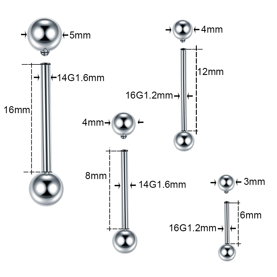 ASTM F136 Titanium Industrial  - مراجعة Tongue Barbell Straight وسعره