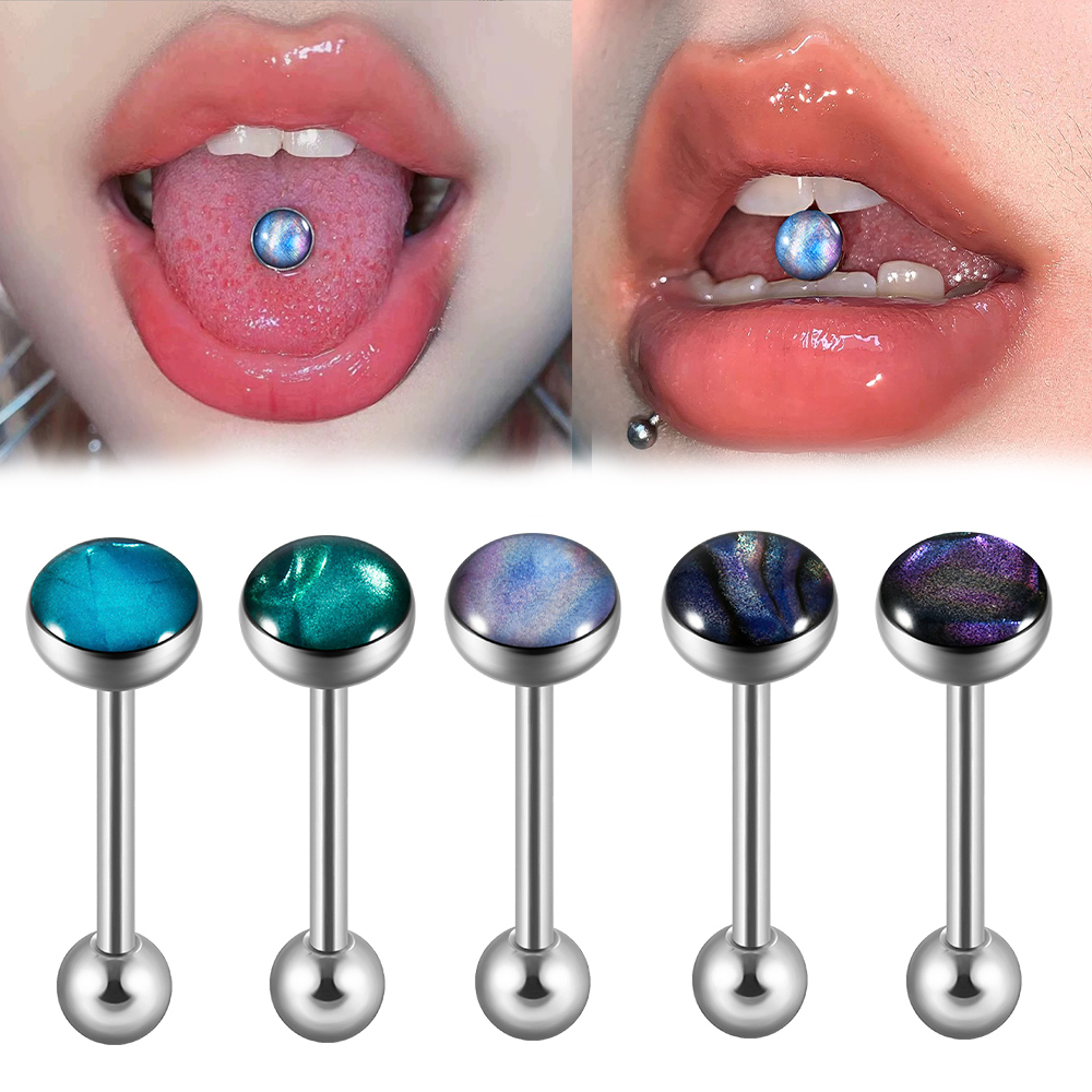 1/6pcs Surgical Steel Industri - مراجعة Tongue Barbell Straight وسعره
