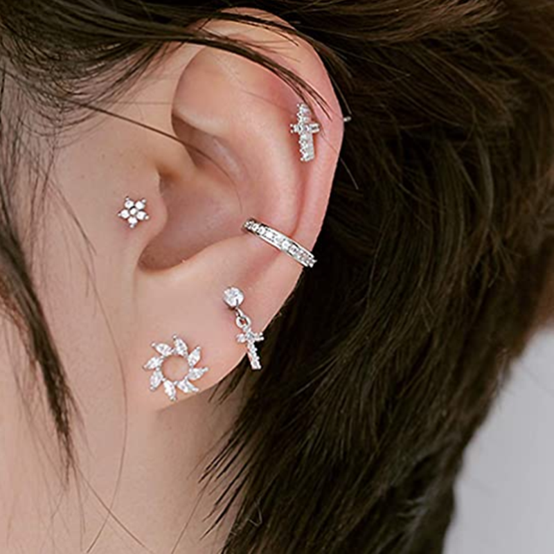 1PCS Moon Ear Cartilage Stud E - مراجعة Body Jewelry Barbell وسعره