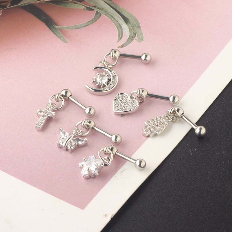 1PCS Moon Ear Cartilage Stud E - مراجعة Body Jewelry Barbell وسعره