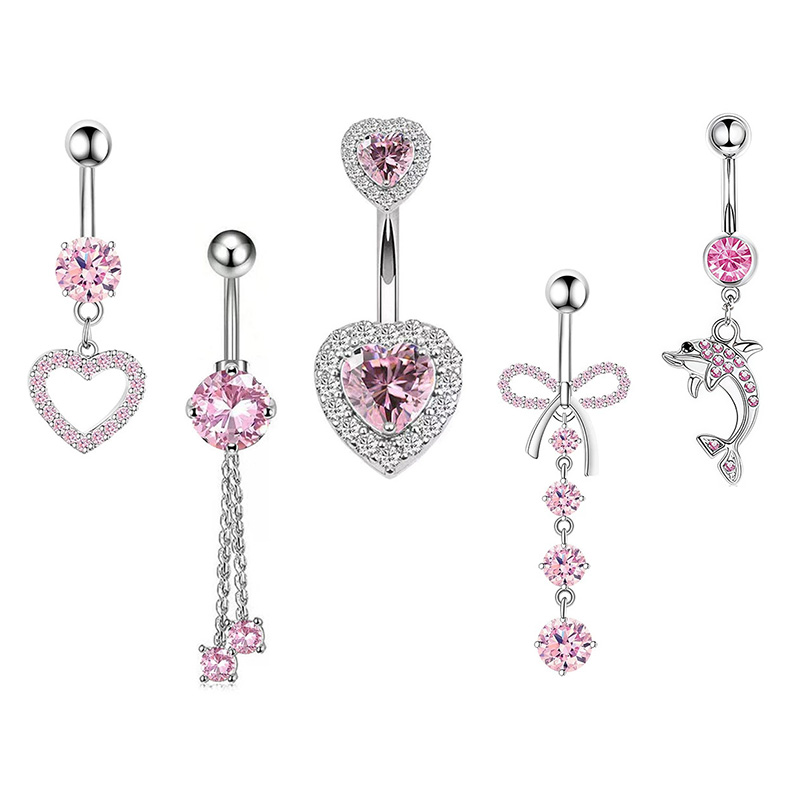 1PCS Pink Crown Belly Button R - مراجعة Body Jewelry Barbell وسعره