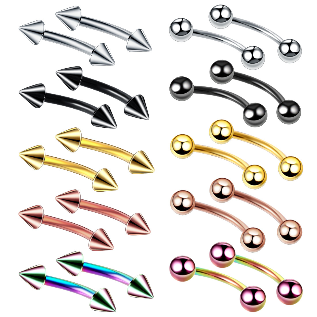 20pc/set Steel Eyebrow Banana  - مراجعة Eyebrow Curved Barbell وسعره