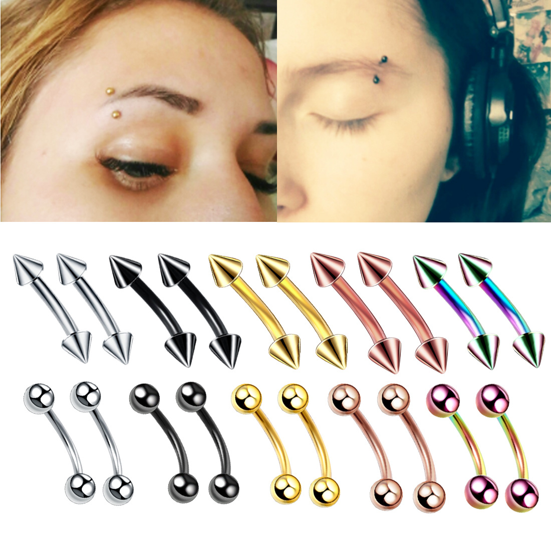 20pc/set Steel Eyebrow Banana  - مراجعة Eyebrow Curved Barbell وسعره