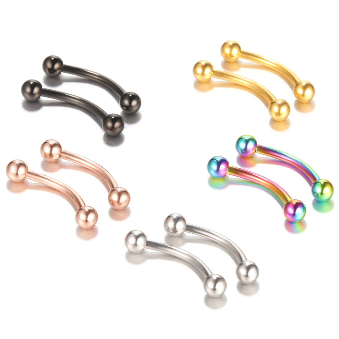 20pc/set Steel Eyebrow Banana  - مراجعة Eyebrow Curved Barbell وسعره