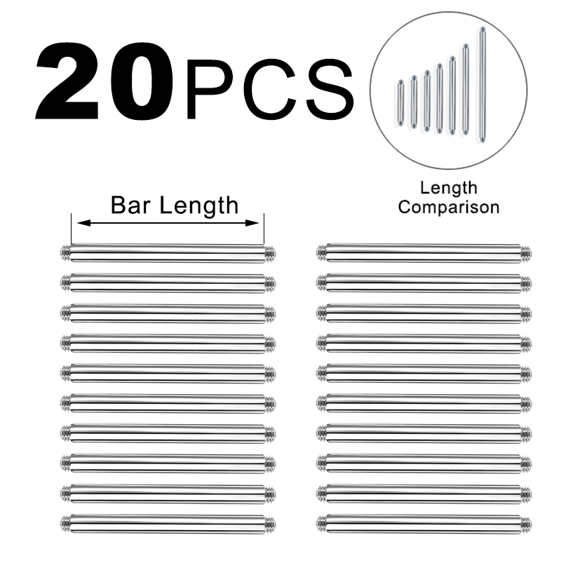 20pcs 14/16G Surgical Steel St - مراجعة Tongue Barbell Straight وسعره