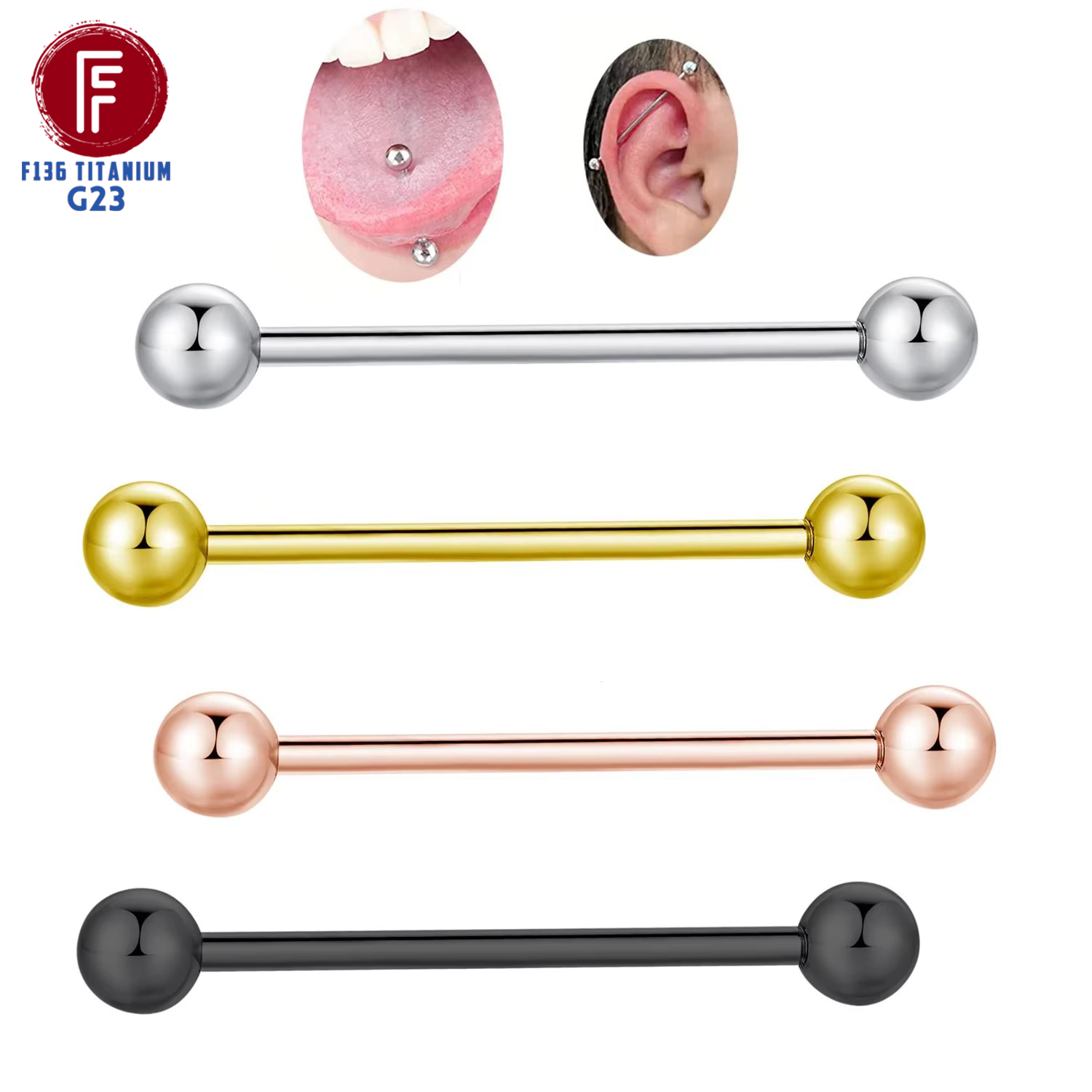 ASTM F136 Titanium Piercing Ba - مراجعة Tongue Barbell Straight وسعره