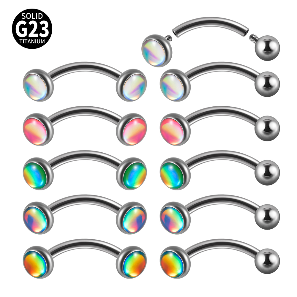 1PC G23 TItanium 16G Flash Gem - مراجعة Eyebrow Curved Barbell وسعره