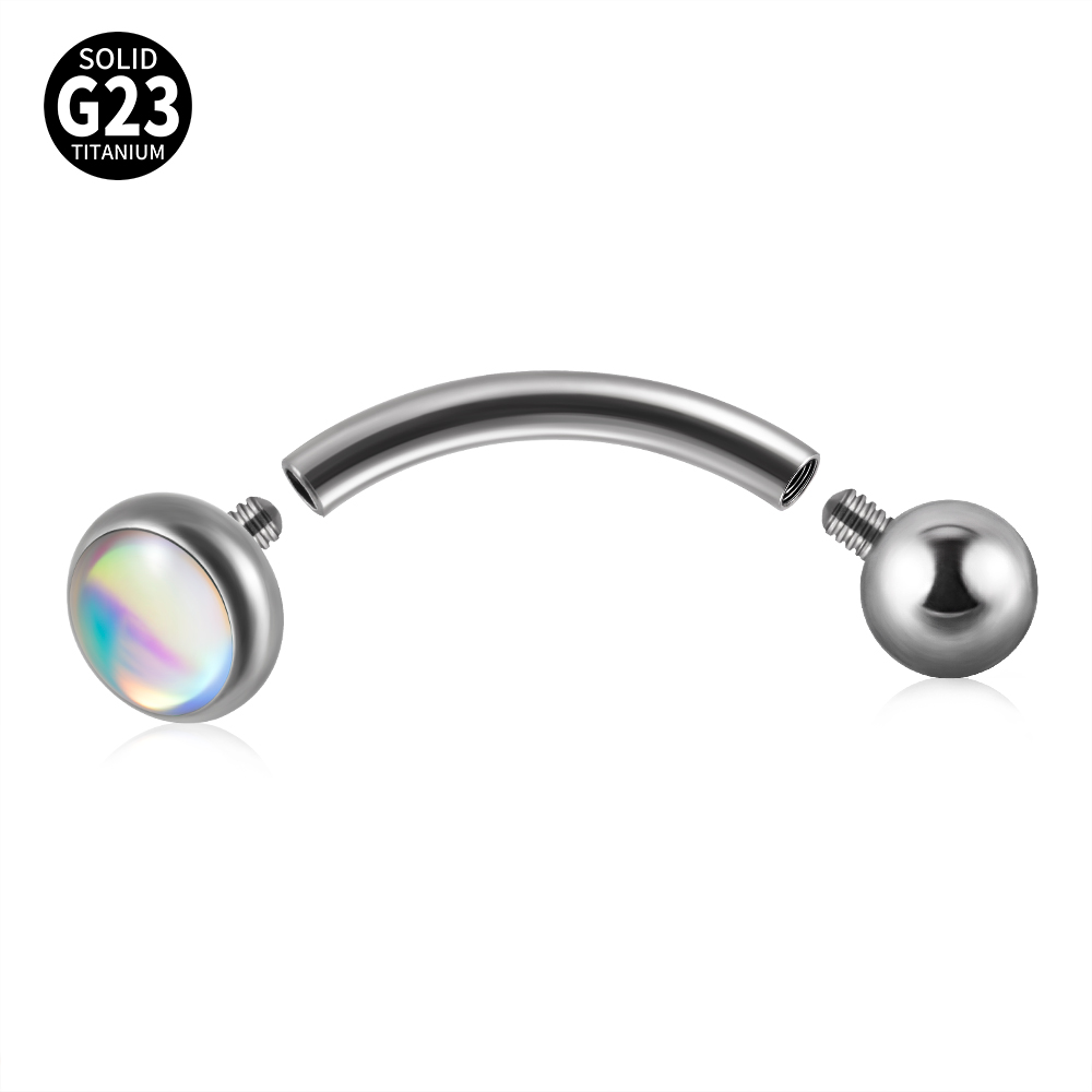 1PC G23 TItanium 16G Flash Gem - مراجعة Eyebrow Curved Barbell وسعره