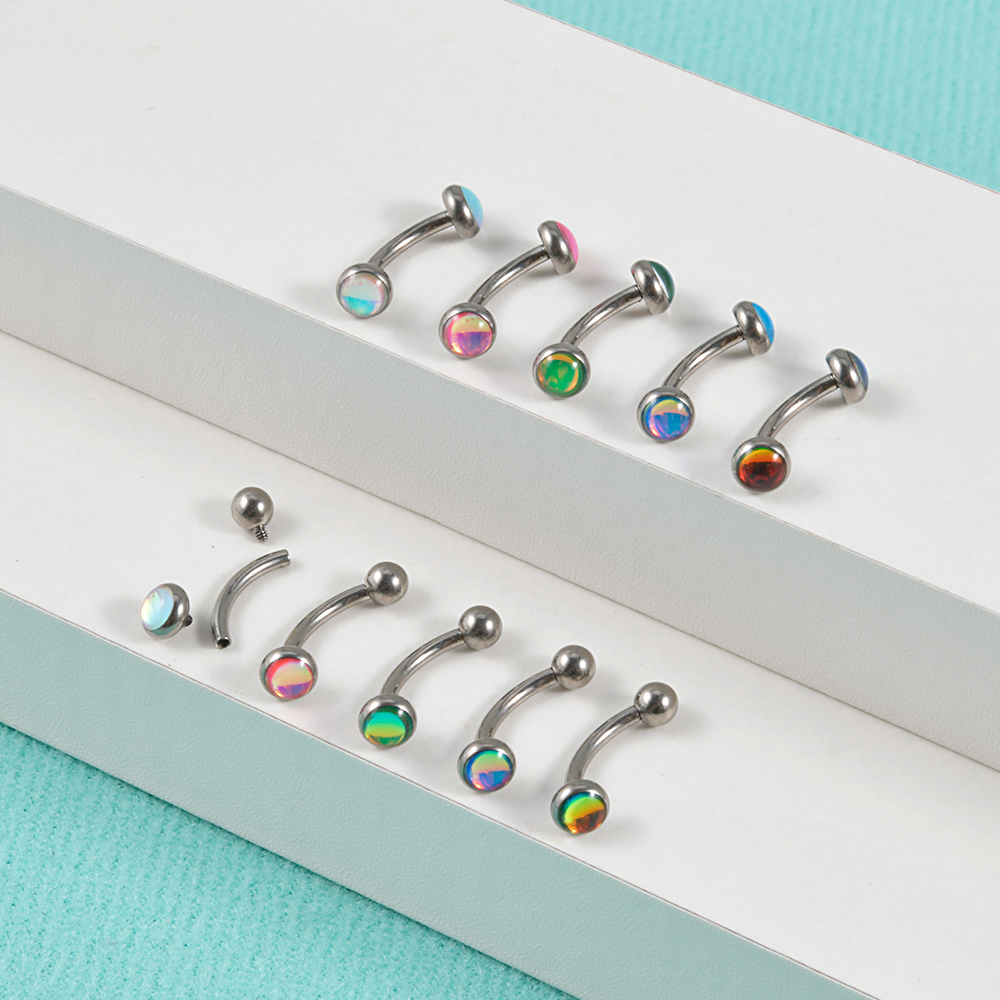 1PC G23 TItanium 16G Flash Gem - مراجعة Eyebrow Curved Barbell وسعره
