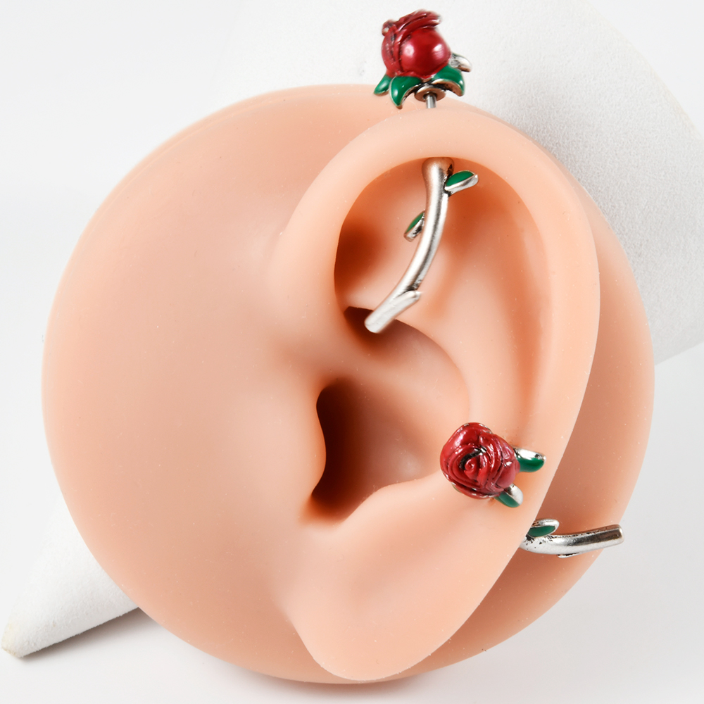 1PC Surgical Steel  Red Rose F - مراجعة Body Jewelry Barbell وسعره