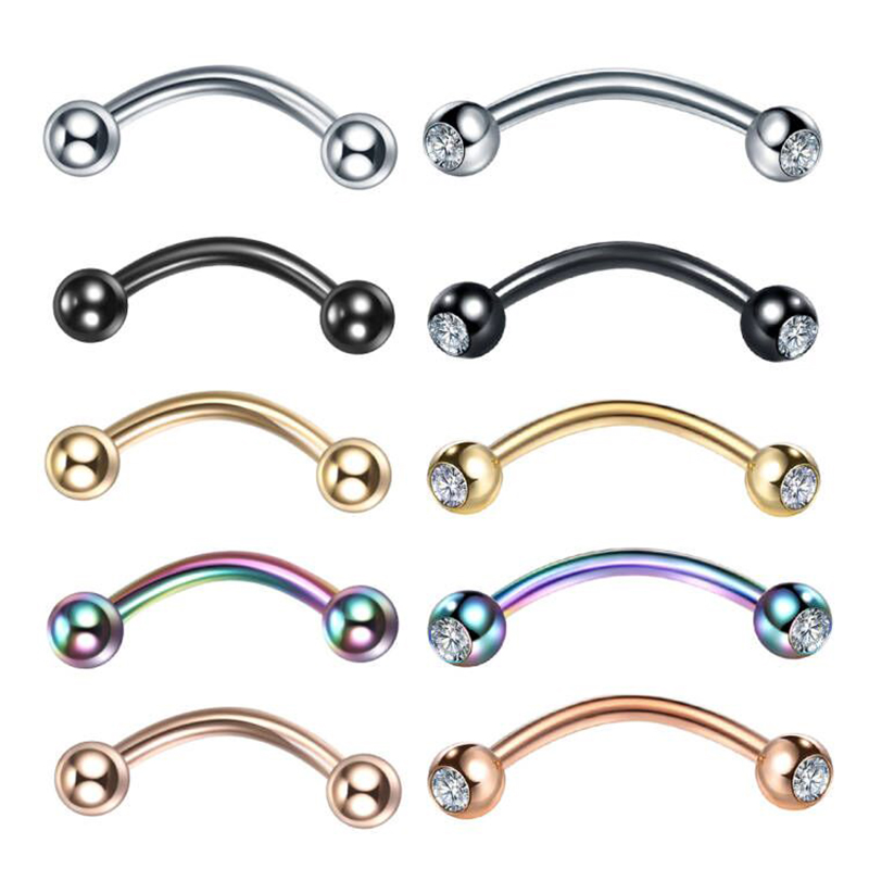 1PC Stainless Steel Crystal Ey - مراجعة Eyebrow Curved Barbell وسعره
