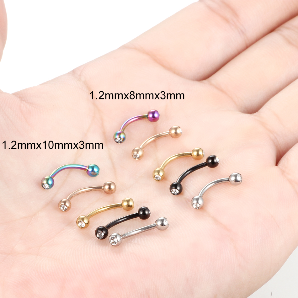 1PC Stainless Steel Crystal Ey - مراجعة Eyebrow Curved Barbell وسعره