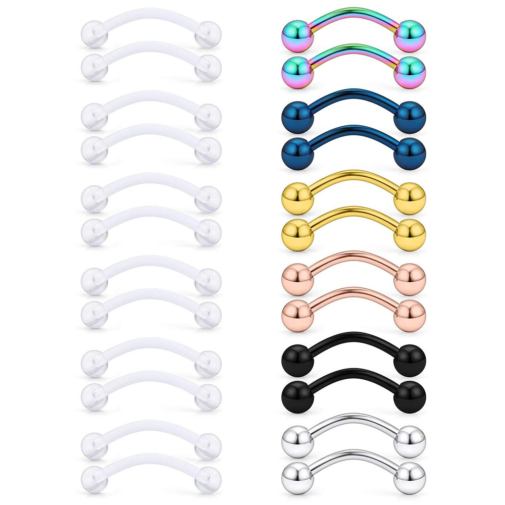 16G Clear Acrylic Bioflex Stai - مراجعة Eyebrow Curved Barbell وسعره