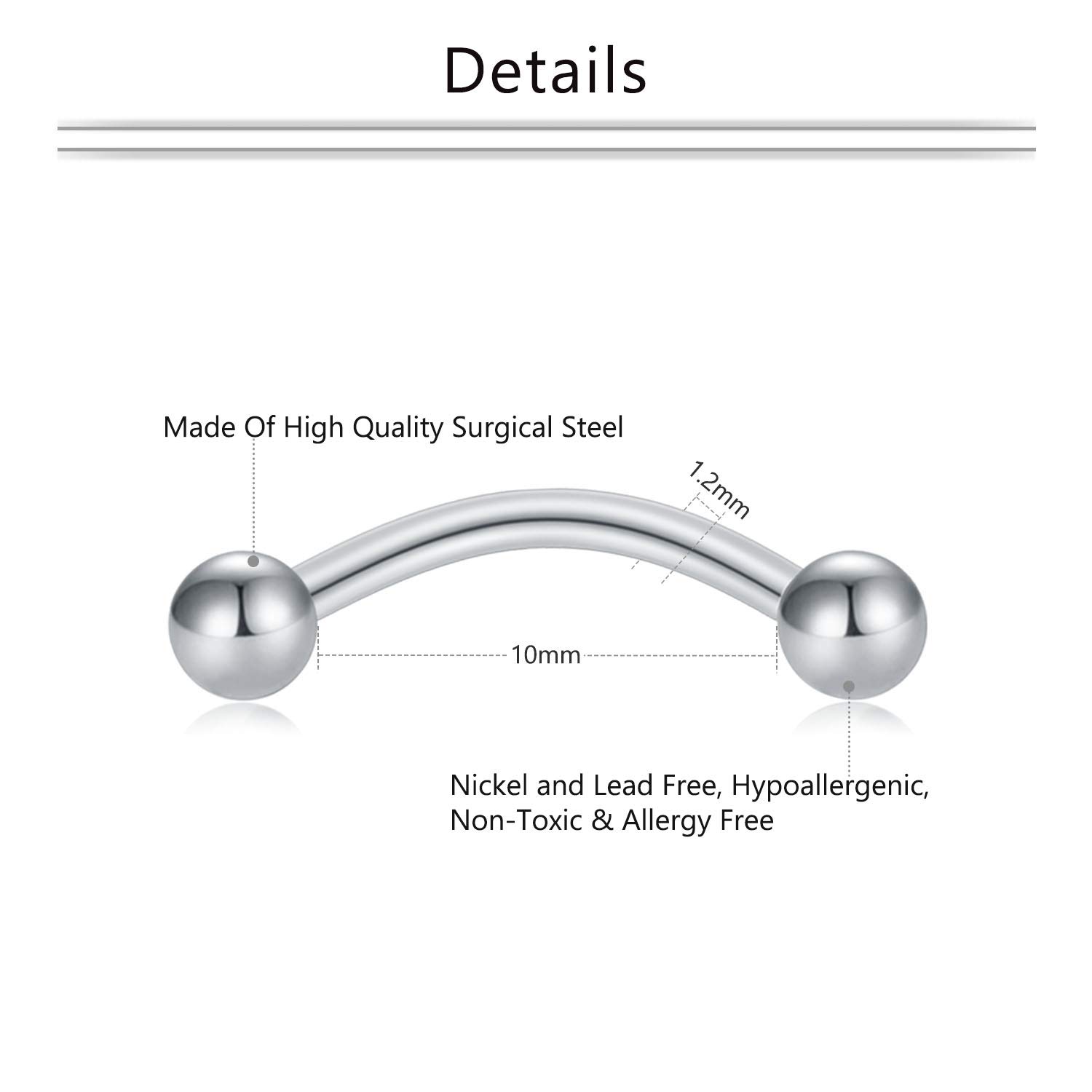 16G Clear Acrylic Bioflex Stai - مراجعة Eyebrow Curved Barbell وسعره