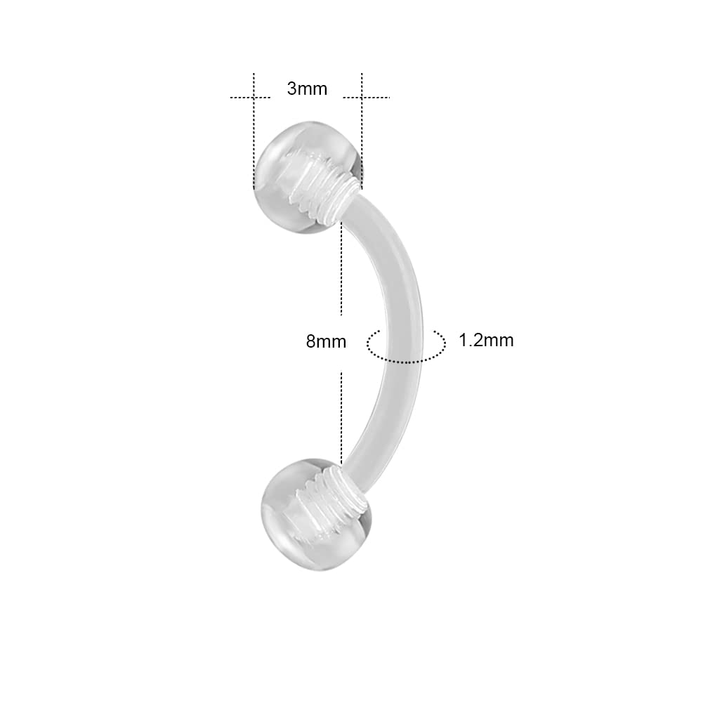 16G Clear Acrylic Bioflex Stai - مراجعة Eyebrow Curved Barbell وسعره