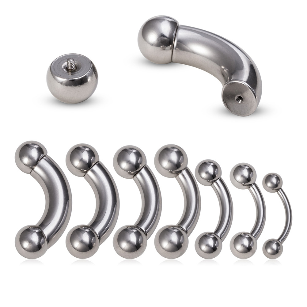 1pc Big Size Surgical Steel Ey - مراجعة Eyebrow Curved Barbell وسعره