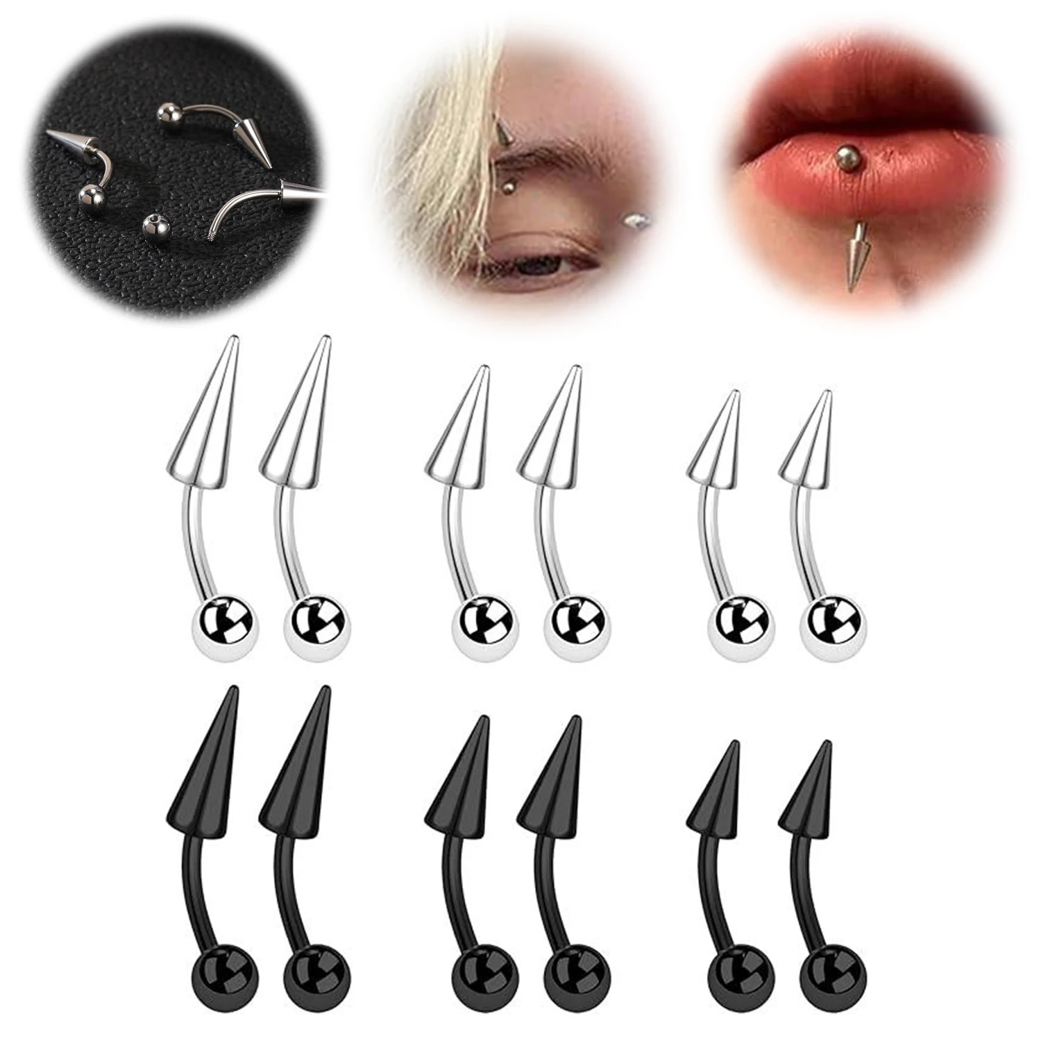 1PC 16G Long Spike Bridge Stai - مراجعة Eyebrow Curved Barbell وسعره