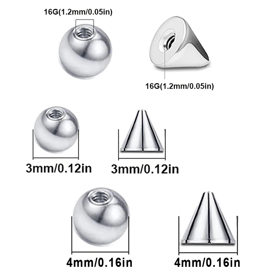 100pcs 16G 3mm 4mm Replacement - مراجعة Body Jewelry Barbell وسعره