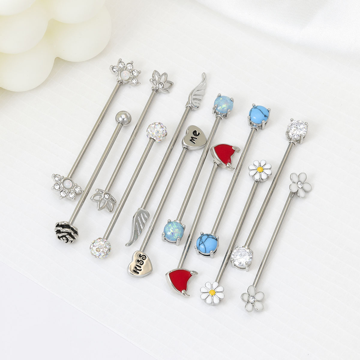 16G Arrows Hearts Industrial B - مراجعة Body Jewelry Barbell وسعره