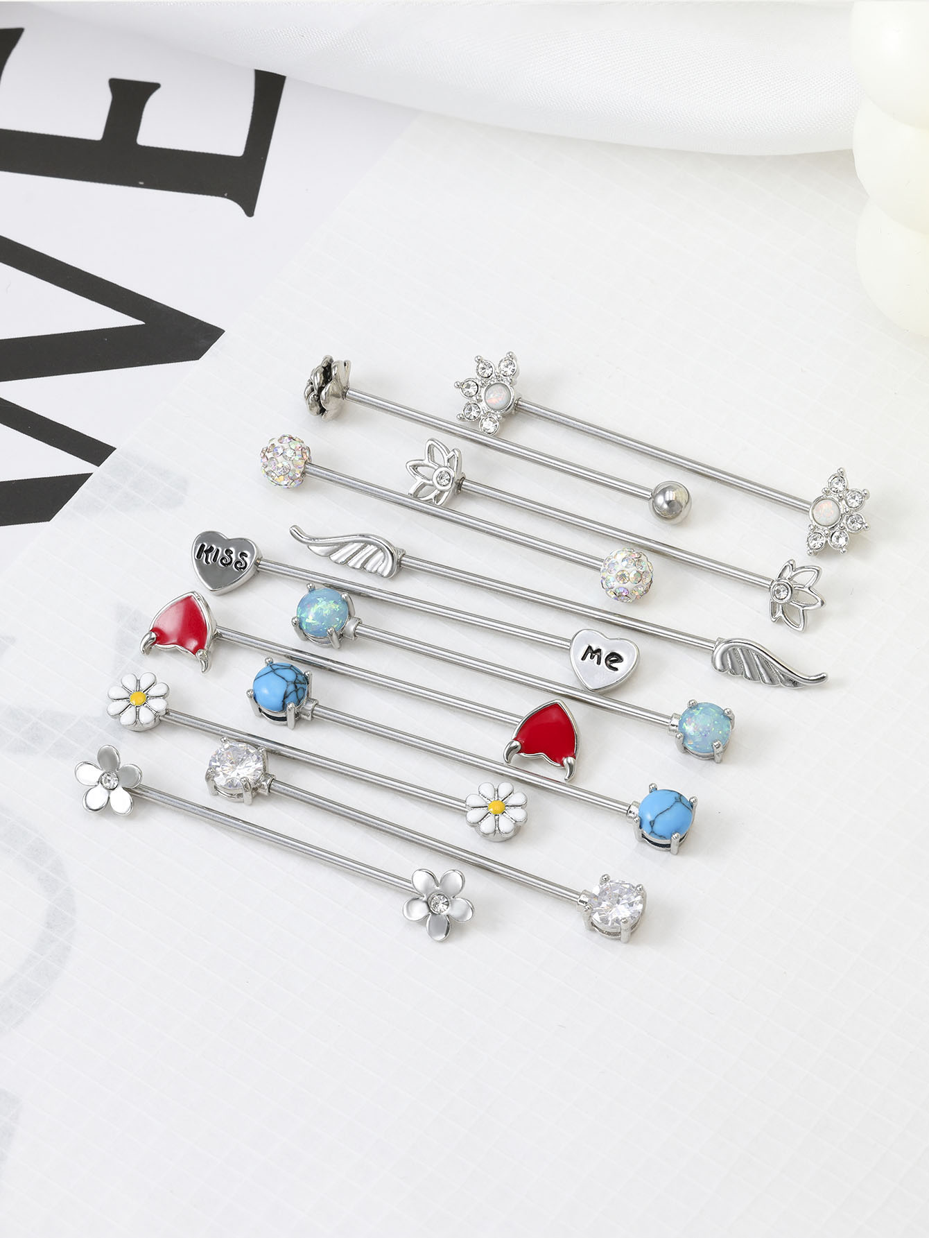 16G Arrows Hearts Industrial B - مراجعة Body Jewelry Barbell وسعره